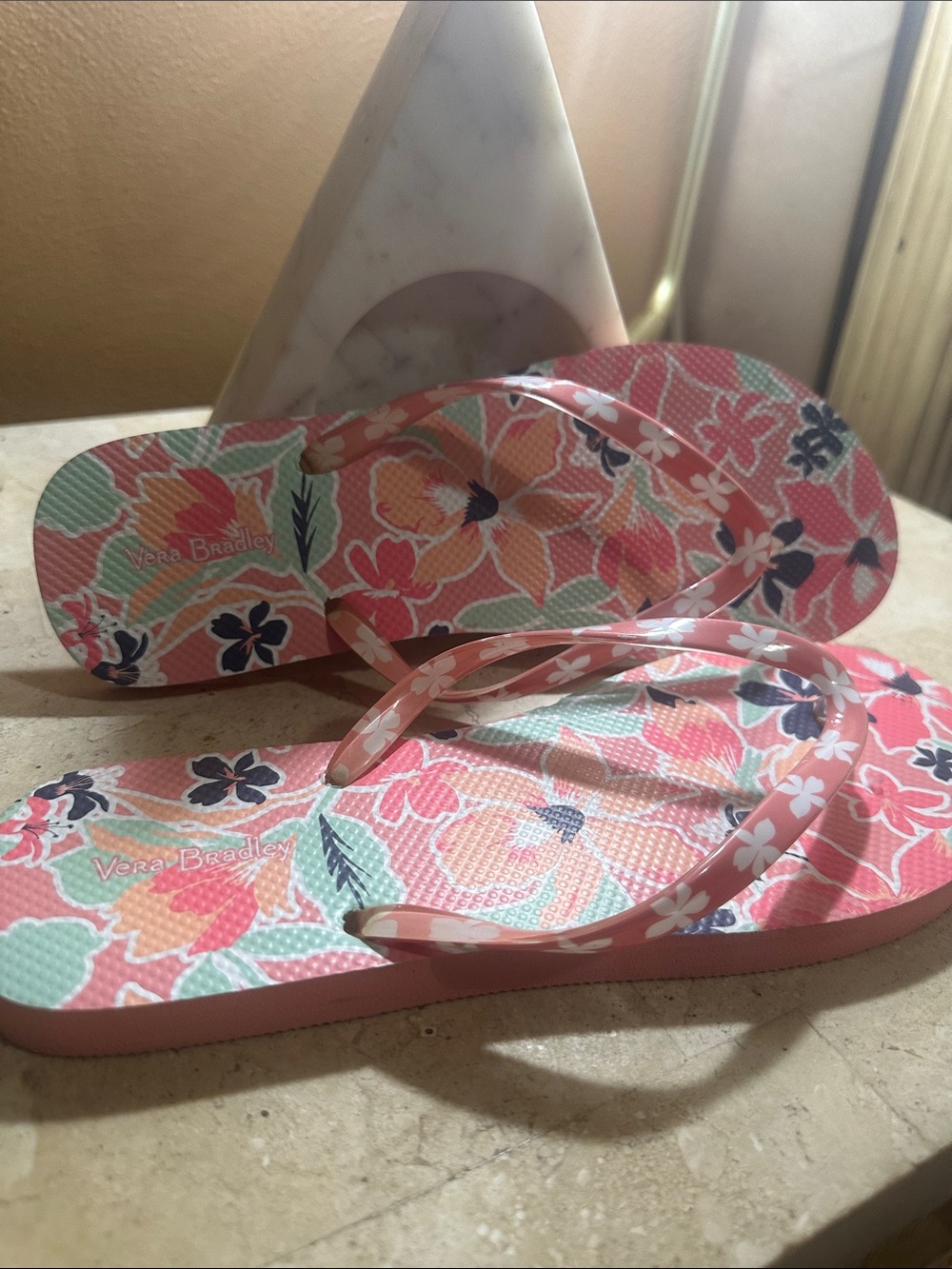 Vera Bradley Coral Floral Flip Flops